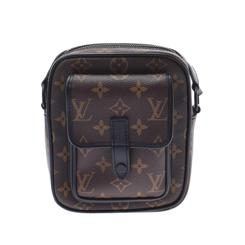 LOUIS VUITTON Monogram Macassar Brown Christopher Wearable Wallet Brown Black